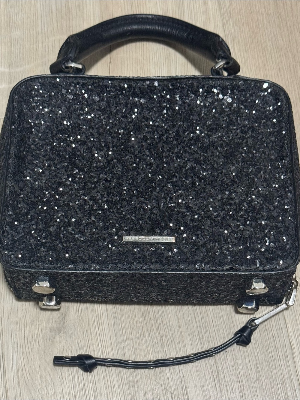 Rebecca Minkoff Black Sequin Top-Handle Evening Bag